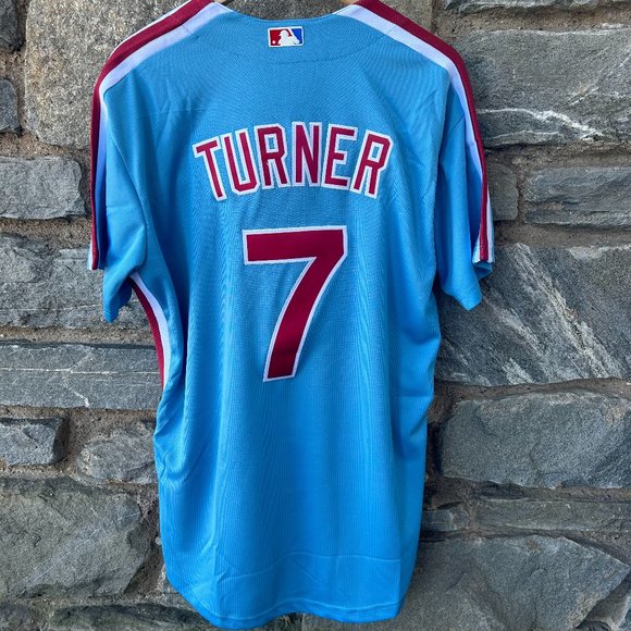 Trea Turner Powder Blue Phillies Jersey Mens Medium - Picture 1 of 2